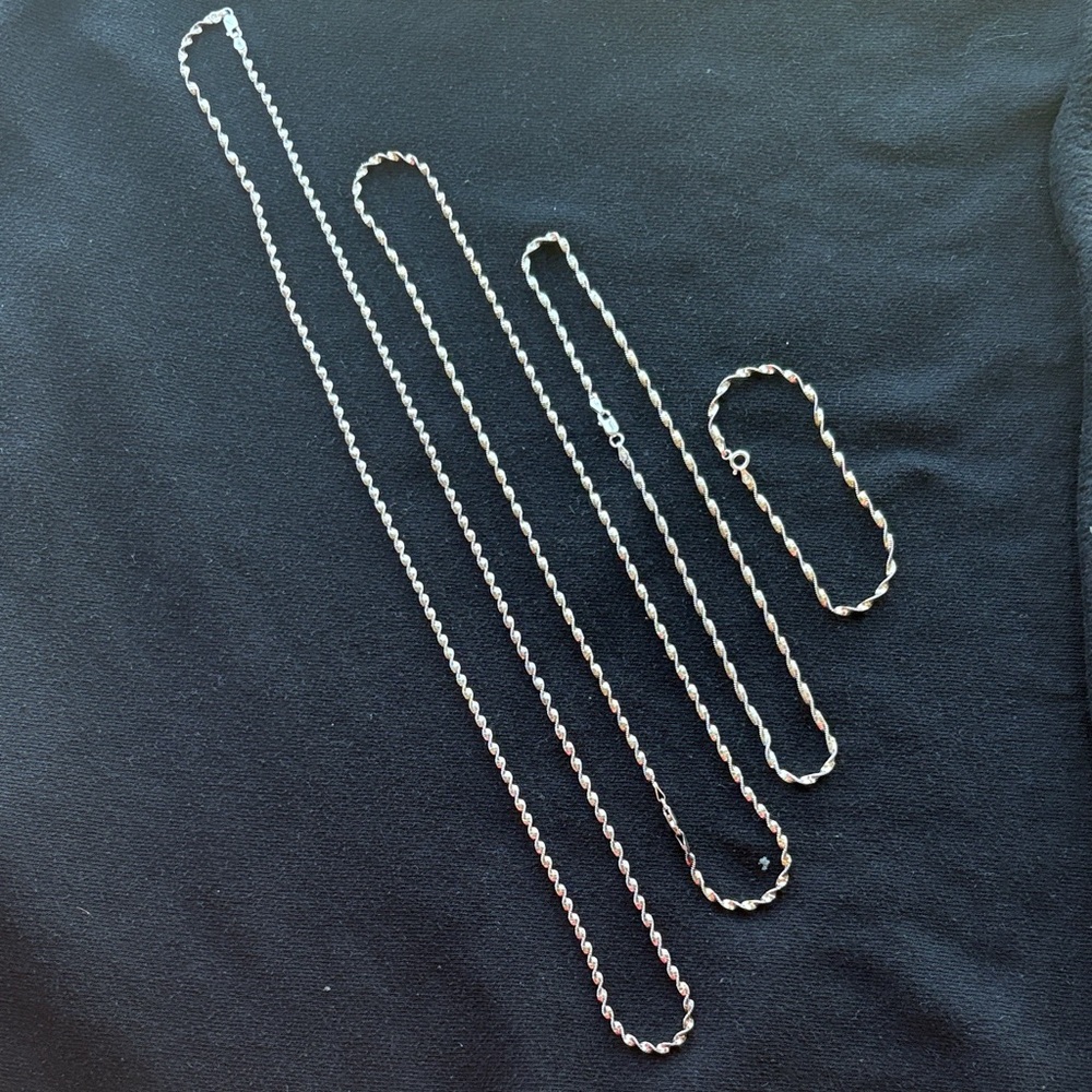 Silver Rope Jewelry Set